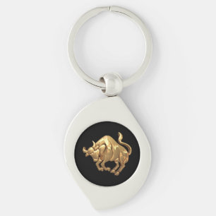 Gold Tone Taurus Zodiac Sign Bull Symbol Key Ring