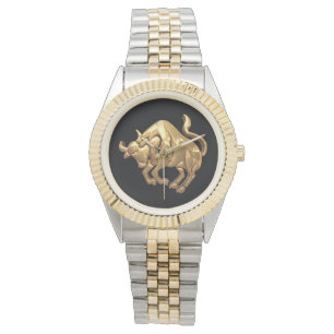 Gold Tone Taurus Zodiac Sign Bull Symbol Watch