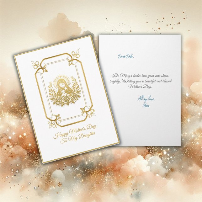 Gold Tone Virgin Mary With Child Mother's Day Card (Creator Uploaded)