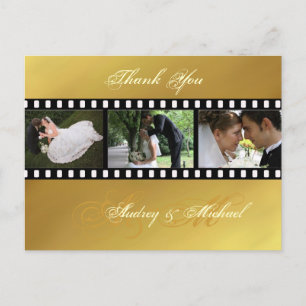 Gold tone wedding Thank you postcards