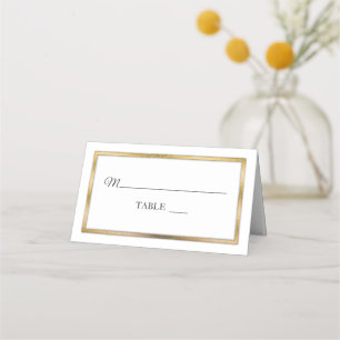 Gold Tone   White Simple Elegant Place Cards
