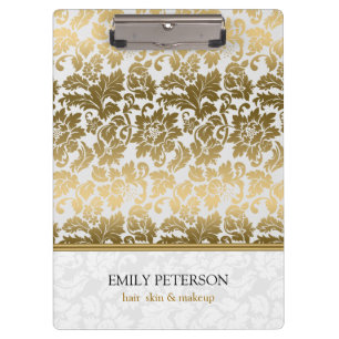 Gold Tones Floral Damasks Over White Background Cl Clipboard