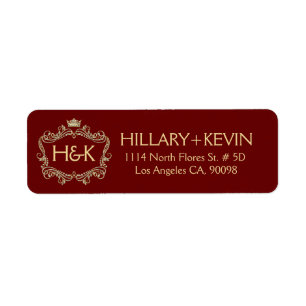 Gold Tones Glitter Crown & Floral Frame Label