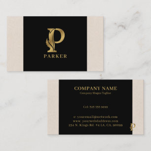 Gold tones letter O floral decorative Business Card