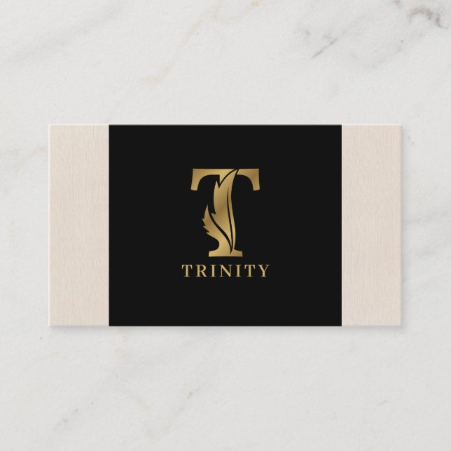 Gold tones letter T floral decorative Business Card (Front)