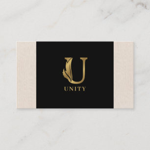 Gold tones letter U floral decorative Business Card