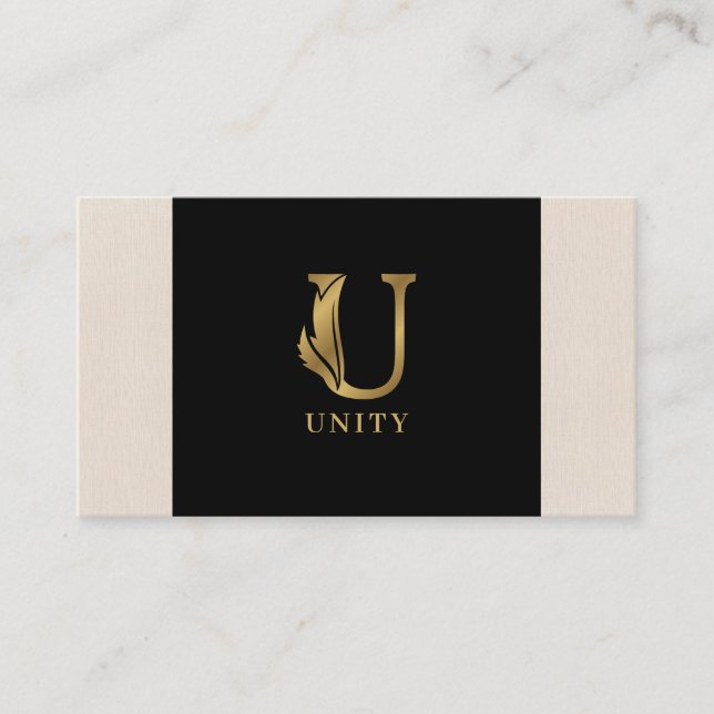 Gold tones letter U floral decorative Business Card (Front)