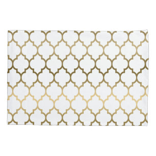 Gold Tones Quatrefoil Geometric pattern Pillowcase