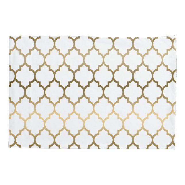 Gold Tones Quatrefoil Geometric pattern Pillowcase (Back)