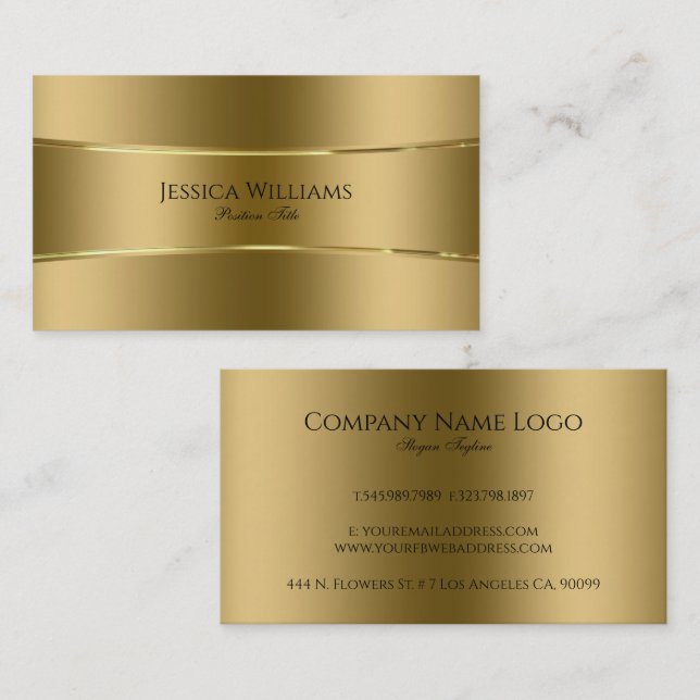 Gold tones shiny look stripes business card (Front/Back)
