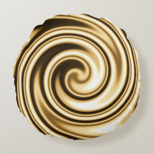 Gold Tones Soft Focus Spiral Swirl Round Cushion