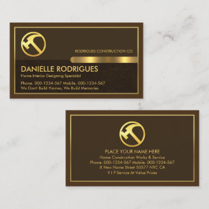 Gold Tools On Brown Layers Gold Frame Business Card