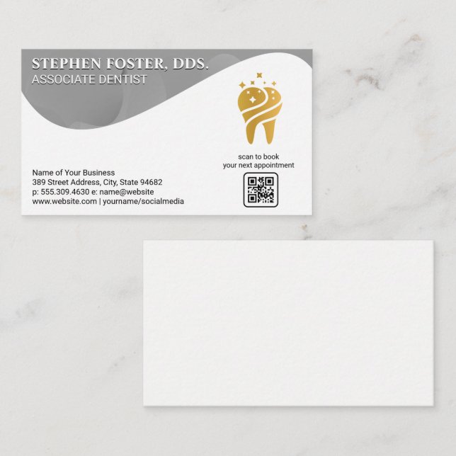 Gold Tooth Logo |  Dentistry | QR Code  Business Card (Front/Back)