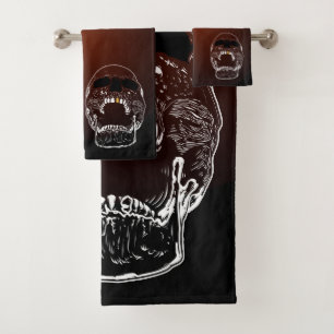 Gold Tooth Skull Towel Set - Screaming Skull Art