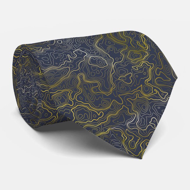  Gold Topography Neck Tie (Rolled)