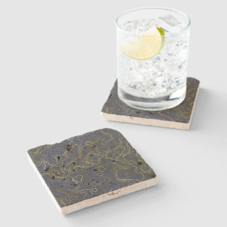 Gold Topography  Stone Coaster