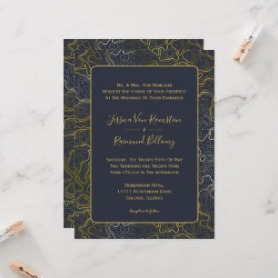 Gold Topography Wedding Invitation