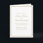 Gold Traditional Catholic Wedding Booklet Program Card<br><div class="desc">Create your own Gold Traditional Catholic Wedding Booklet Program by inputting your information in the fields provided. Delete any fields that don't relate to your special day.

TIPS
Be sure to check "Remove Independant Creator Credit" so the QR code on the bottom back does not appear.</div>