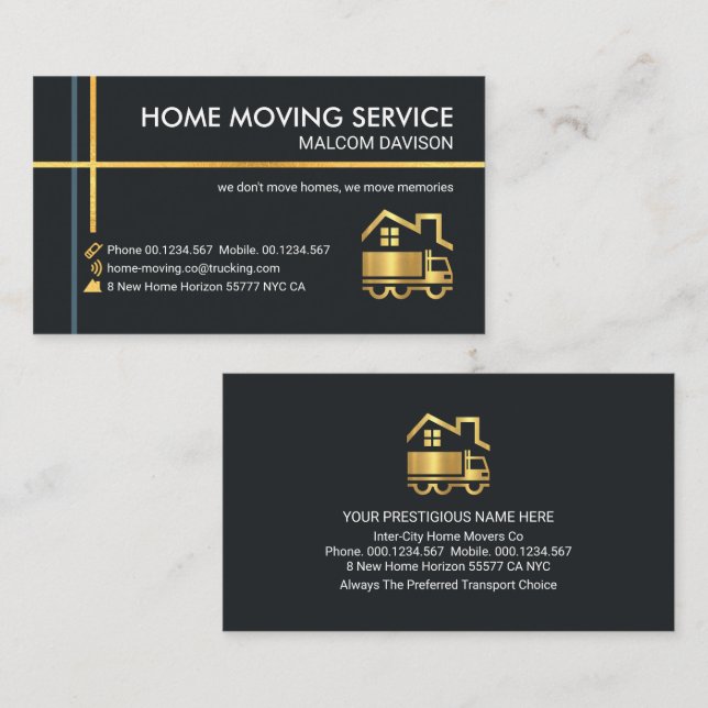 Gold Transport Lines Logistics Trucker Business Card (Front/Back)