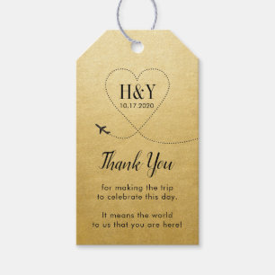Gold Travel Theme Aeroplane Trail Favour Gift Tags