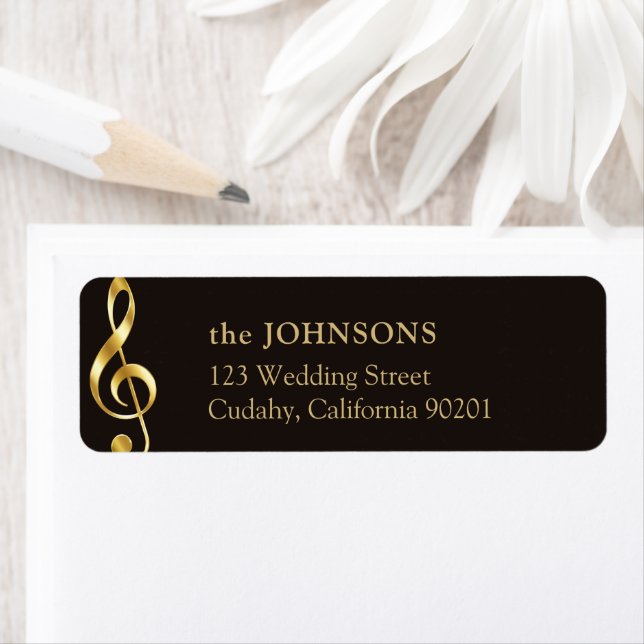 Gold Treble Celff Music Event Return Address Label (Insitu)