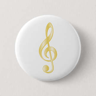 "Gold" Treble Clef 6 Cm Round Badge
