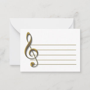 Gold Treble Clef Blank Notecard