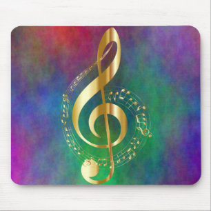 Gold Treble Clef Colourful Design Mouse Mat