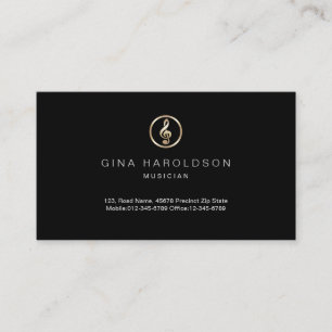 Gold Treble Clef Icon Musician Business Card