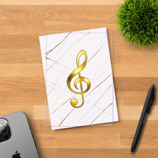 Gold Treble Clef Marble Acrylic Invitations (Insitu (Invitation Card))