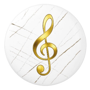 Gold Treble Clef Marble Home Decor Ceramic Knob