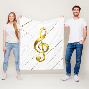 Gold Treble Clef Marble Home Decor Fleece Blanket