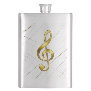 Gold Treble Clef Marble Home Decor Hip Flask