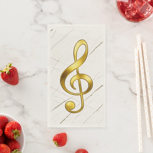 Gold Treble Clef Marble Home Decor Napkin (Insitu)