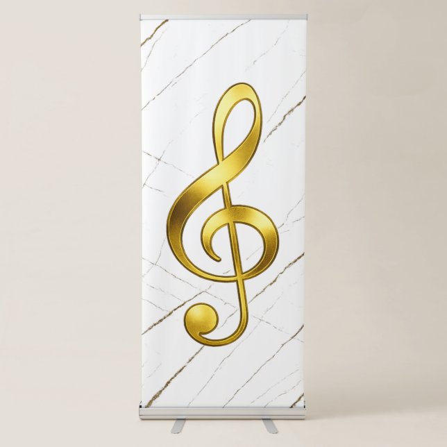 Gold Treble Clef Marble Home Decor Retractable Banner (Front)