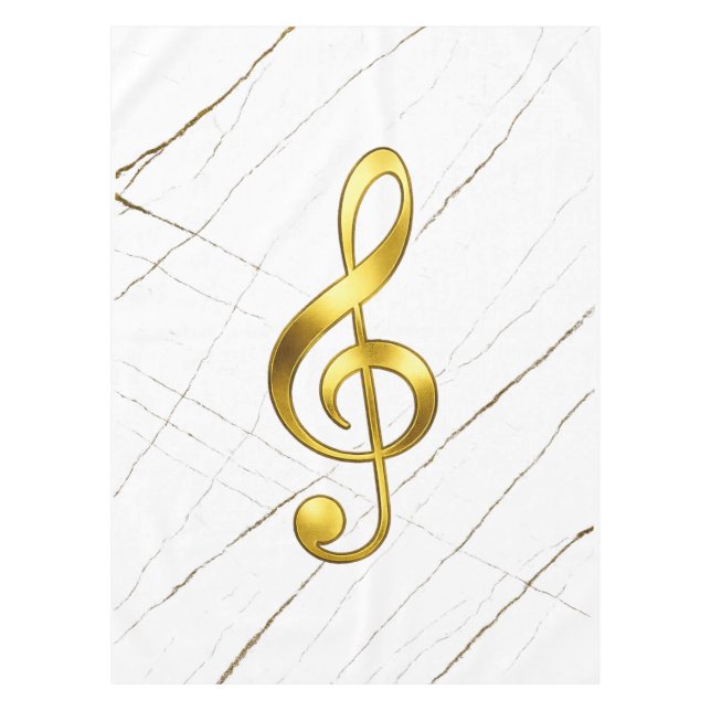 Gold Treble Clef Marble Home Decor Tablecloth (Front)