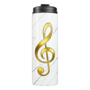 Gold Treble Clef Marble Home Decor Thermal Tumbler