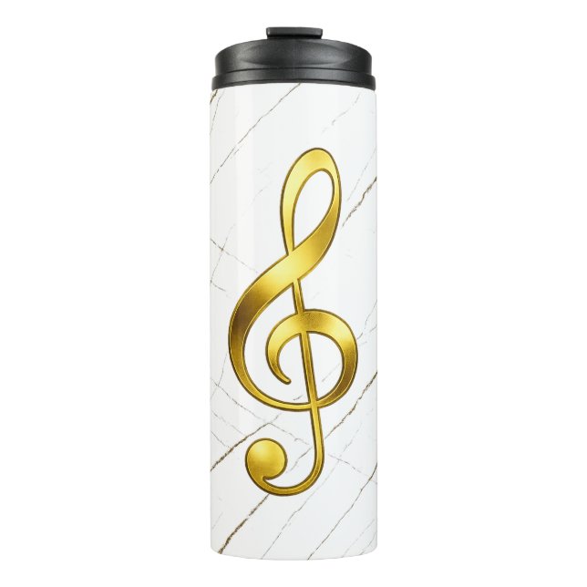 Gold Treble Clef Marble Home Decor Thermal Tumbler (Front)