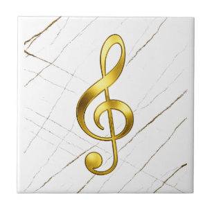 Gold Treble Clef Marble Home Decor Tile
