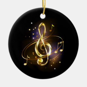 Gold Treble Clef Music Ceramic Tree Decoration