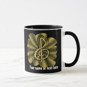 Gold Treble Clef Music Design Mug