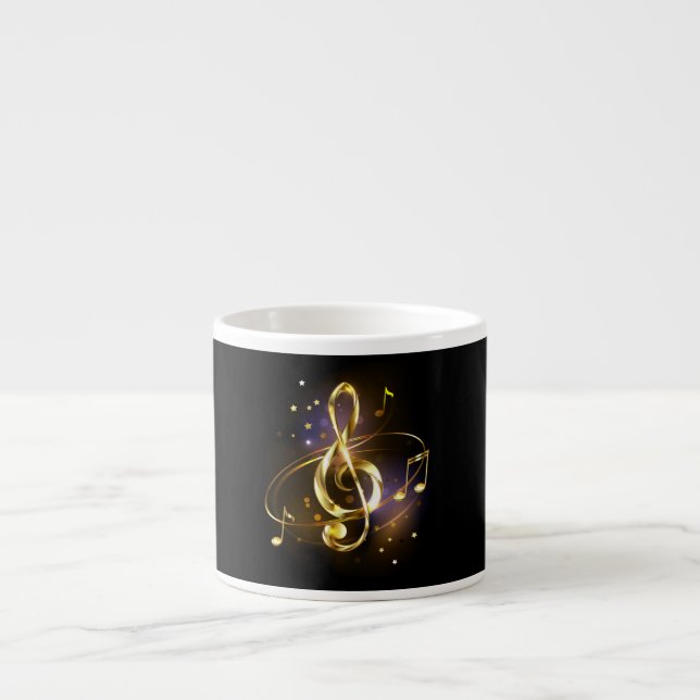 Gold Treble Clef Music Espresso Cup (Front)