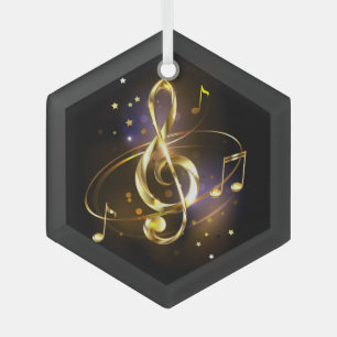 Gold Treble Clef Music Glass Tree Decoration