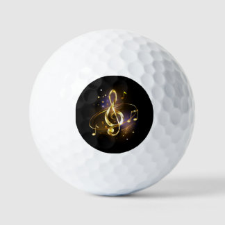 Gold Treble Clef Music Golf Balls