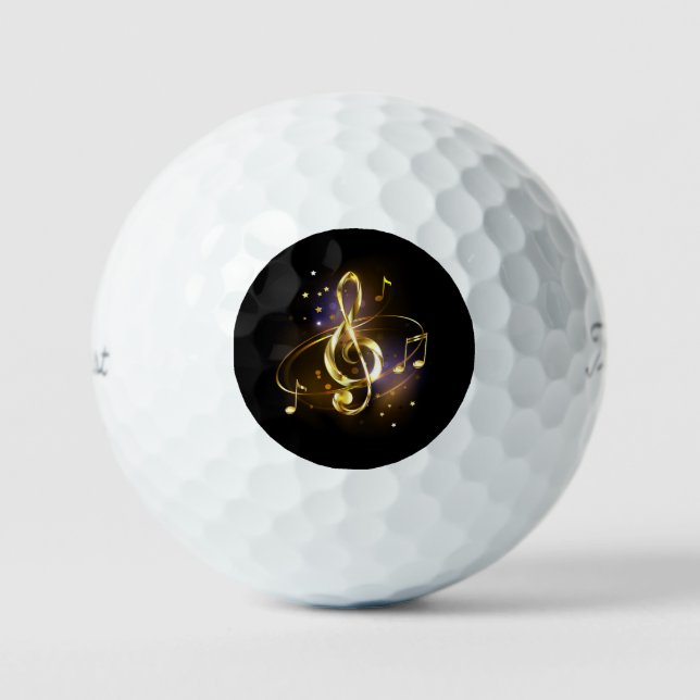 Gold Treble Clef Music Golf Balls (Front)