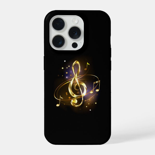 Gold Treble Clef Music iPhone Case (Back)