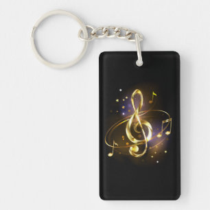 Gold Treble Clef Music Key Ring