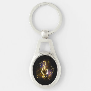 Gold Treble Clef Music Key Ring