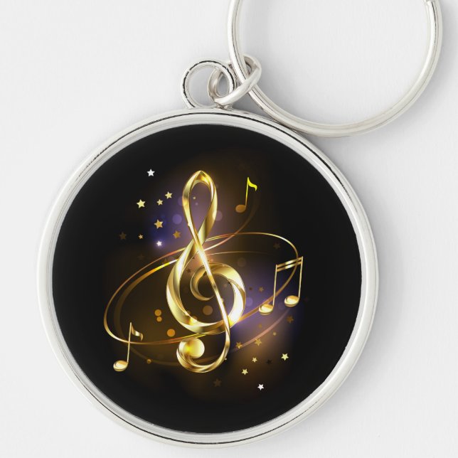 Gold Treble Clef Music Key Ring (Front)