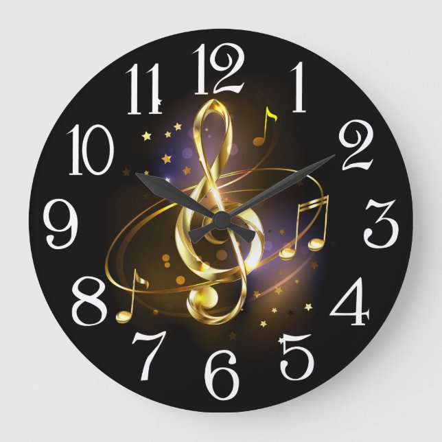 Gold Treble Clef Music Large Clock (Front)